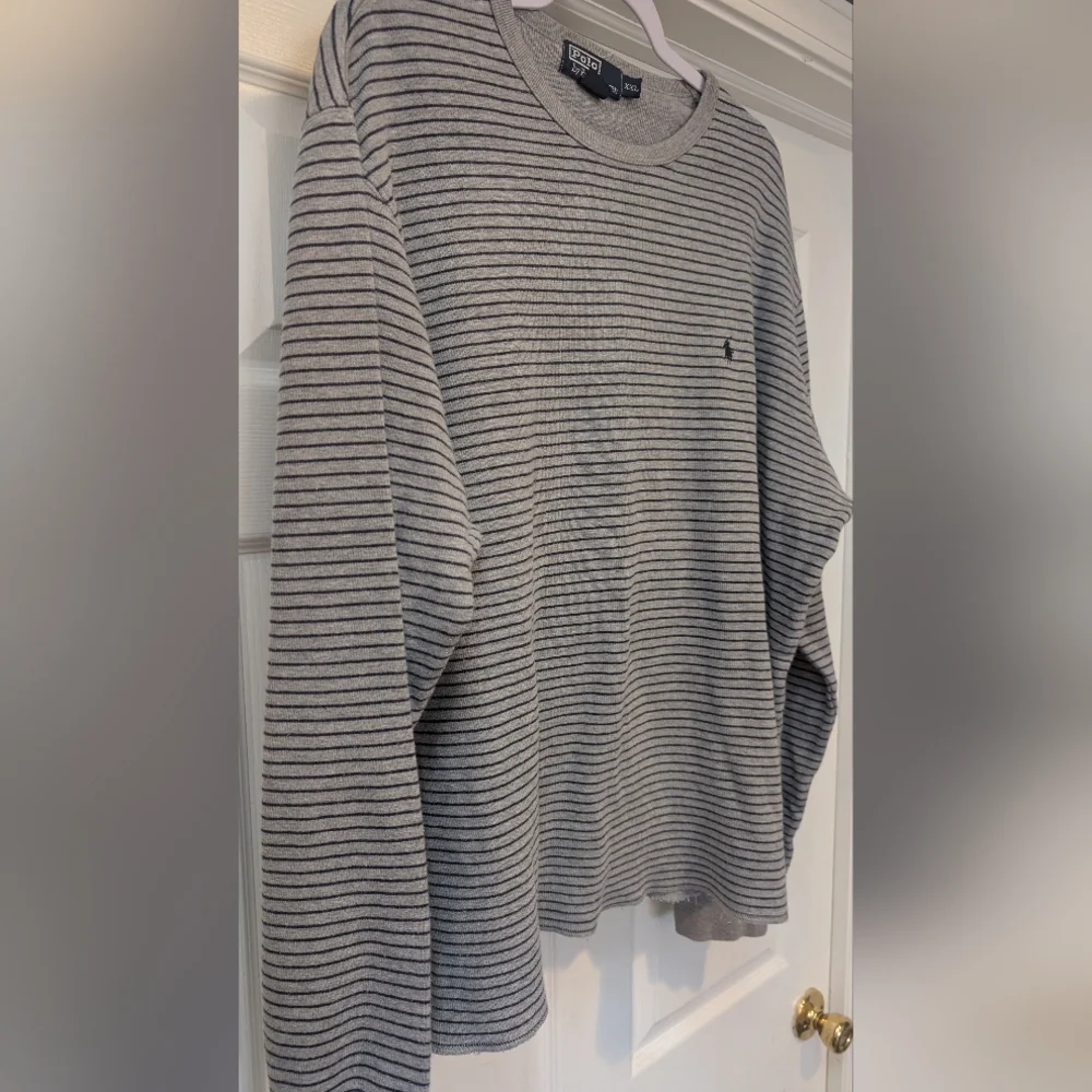 Polo Ralph Lauren Men's Gray Navy Striped Long Sleeve Shirt 100% Cotton Size XXL - Picture 9 of 13